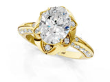 Yellow gold Oval Halo Split Shank Pave Diamond Ring with Petal Prong Setting_26