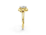 Yellow gold Oval Halo Split Shank Pave Diamond Ring with Petal Prong Setting_27