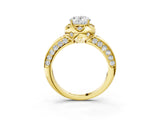 Yellow gold Oval Halo Split Shank Pave Diamond Ring with Petal Prong Setting_28