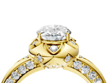 Yellow gold Oval Halo Split Shank Pave Diamond Ring with Petal Prong Setting_29