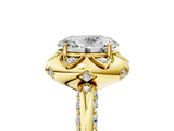 Yellow gold Oval Halo Split Shank Pave Diamond Ring with Petal Prong Setting_30