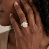 Yellow gold Oval Halo Split Shank Twisted Band Prong Set Ring_8