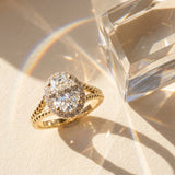 Yellow gold Oval Halo Split Shank Twisted Band Prong Set Ring_9