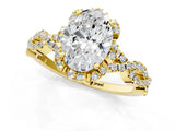 Yellow gold Oval Halo Twist Band Solitaire Ring with Six-Prong Setting_33