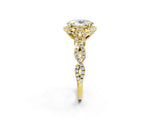 Yellow gold Oval Halo Twist Band Solitaire Ring with Six-Prong Setting_34