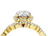 Yellow gold Oval Halo Twist Band Solitaire Ring with Six-Prong Setting_36