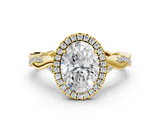 Yellow gold Oval Halo Twist Band Solitaire Ring_20