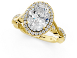 Yellow gold Oval Halo Twist Band Solitaire Ring_21