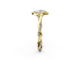 Yellow gold Oval Halo Twist Band Solitaire Ring_22