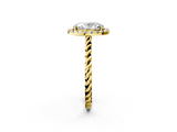 Yellow gold Oval Halo Twisted Band Four-Prong Diamond Ring_22