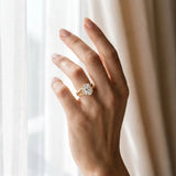 Yellow gold Oval Halo Twisted Band Four-Prong Ring_12