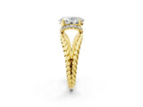 Yellow gold Oval Halo Twisted Band Four-Prong Ring_38