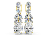 Yellow gold Oval, Marquise and Round Diamond Huggie Drop Earrings