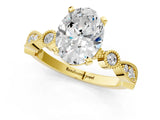 Yellow gold Oval Milgrain Bezel Diamond Engagement Ring with Solitaire Prong Setting_151