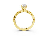 Yellow gold Oval Milgrain Bezel Diamond Engagement Ring with Solitaire Prong Setting_153