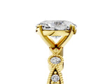 Yellow gold Oval Milgrain Bezel Diamond Engagement Ring with Solitaire Prong Setting_155