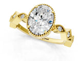 Yellow gold Oval Milgrain Marquise Diamond Twist Band Ring_42