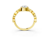 Yellow gold Oval Milgrain Marquise Diamond Twist Band Ring_44