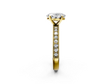 Yellow gold Oval Milgrain Pave Diamond Engagement Ring with Four-Prong Setting_157