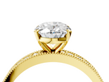 Yellow gold Oval Milgrain Pave Diamond Engagement Ring with Four-Prong Setting_159