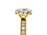 Yellow gold Oval Milgrain Pave Diamond Engagement Ring with Four-Prong Setting_160