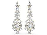 Yellow gold Oval, Pear, Marquise and Round Diamond Floral Cascade Drop Earrings_16