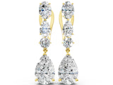 Yellow gold Oval, Pear and Round Diamond Huggie Drop Earrings