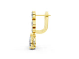 Yellow gold Oval, Pear and Round Diamond Huggie Drop Earrings_1