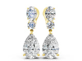 Yellow gold Oval, Round and Pear Diamond Huggie Drop Earrings