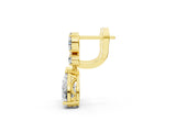 Yellow gold Oval, Round and Pear Diamond Huggie Drop Earrings_1