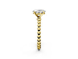 Yellow gold Oval Solitaire Beaded Band Prong Setting Ring 2