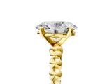Yellow gold Oval Solitaire Beaded Band Prong Setting Ring 5