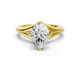 Yellow gold Oval Solitaire Beaded Band Six-Prong Setting_4