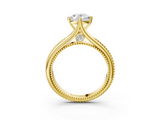Yellow gold Oval Solitaire Beaded Band Six-Prong Setting_7