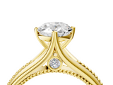 Yellow gold Oval Solitaire Beaded Band Six-Prong Setting_8
