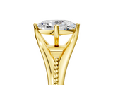 Yellow gold Oval Solitaire Beaded Band Six-Prong Setting_9