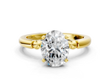 Yellow gold Oval Solitaire Beaded Band with Four-Prong Setting_71