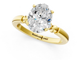 Yellow gold Oval Solitaire Beaded Band with Four-Prong Setting_72