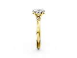 Yellow gold Oval Solitaire Beaded Band with Four-Prong Setting_73