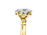 Yellow gold Oval Solitaire Beaded Band with Four-Prong Setting_76