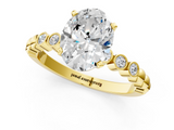 Yellow gold Oval Solitaire Bezel Accent Diamond Engagement Ring with Beaded Band and Four-Prong Setting_37