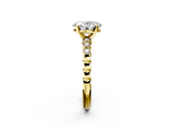 Yellow gold Oval Solitaire Bezel Accent Diamond Engagement Ring with Beaded Band and Four-Prong Setting_38