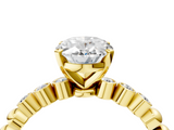 Yellow gold Oval Solitaire Bezel Accent Diamond Engagement Ring with Beaded Band and Four-Prong Setting_40