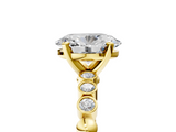 Yellow gold Oval Solitaire Bezel Accent Diamond Engagement Ring with Beaded Band and Four-Prong Setting_41