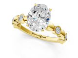 Yellow gold Oval Solitaire Bezel-Set Diamond Ring with Beaded Band and Four-Prong Setting_55