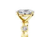 Yellow gold Oval Solitaire Bezel-Set Diamond Ring with Beaded Band and Four-Prong Setting_59
