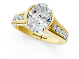 Yellow gold Oval Solitaire Bezel-Set Diamond Ring with Channel-Set Band_25