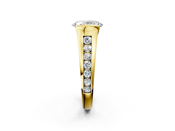 Yellow Gold Oval Half Bezel Engagement Ring Setting with Graduated Channel Set Accents