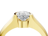 Yellow gold Oval Solitaire Bezel Set Diamond Ring with Wide Band_7