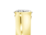 Yellow gold Oval Solitaire Bezel Set Diamond Ring with Wide Band_8